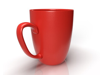 Isolated Red Tea Cup, Modern Coffee Mug on White background, 3D Illustration.
