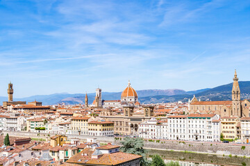 Fototapeta na wymiar Panoramic view of Florence on a beautiful day, Tuscany, Italy