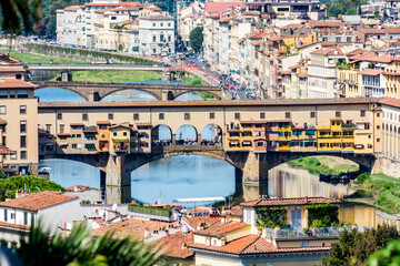 Ponte Vecchio, old bridge over Arno River, Florence, Tuscany, Italy