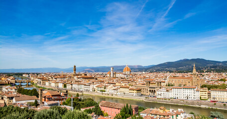 Fototapeta na wymiar Panoramic view of Florence on a beautiful day, Tuscany, Italy