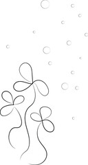 Clover floral black outlines. Flower vector illustration. Clover vector black and white contours.  Trefoil
leaf clover vector outline.