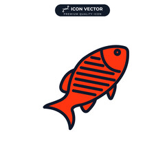 Obraz premium grilled fish icon symbol template for graphic and web design collection logo vector illustration