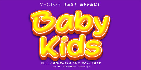 Editable text effect Baby Kids, fun effect text style concept