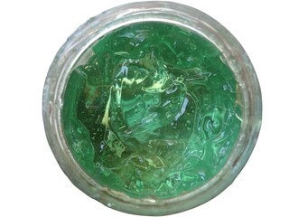Top view of indian aloe vera gel with white background