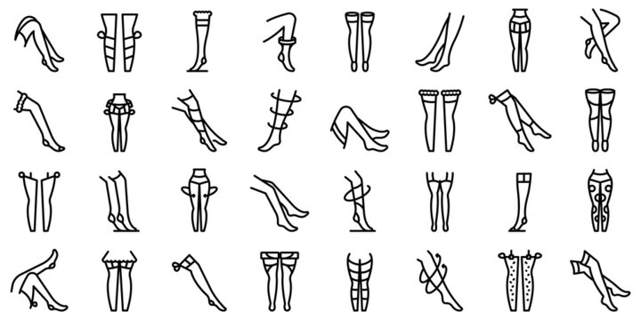 Stockings icons set outline vector. Vascular leg