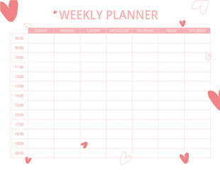 weekly planner with pink color, habit tracker
