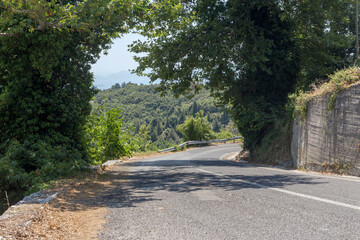Road to the mountains near the village (Pelion, Magnesia, Greece)