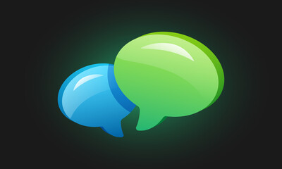 Speech bubble. 3d Speech balloon. Dialogue Clouds. Vector clipart isolated on gray background.