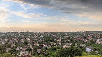 Fototapeta na wymiar Aerial view of houses. Summer landscape.