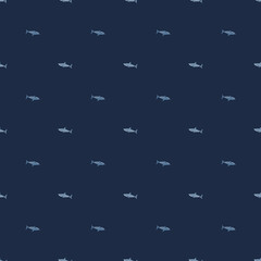 White shark seamless pattern in scandinavian style. Marine animals background. Vector illustration for children funny textile.