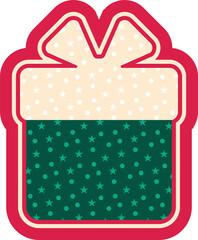 Christmas gift. Christmas sticker vector illustration. Label with snow pattern