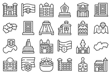 Slovakia icons set outline vector. City country