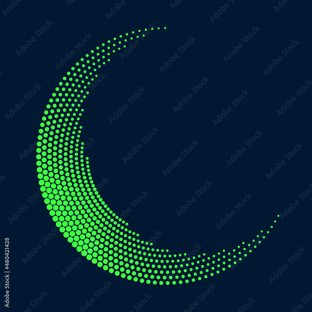 Aufkleber abstract vector background with halftone green dots like moon.