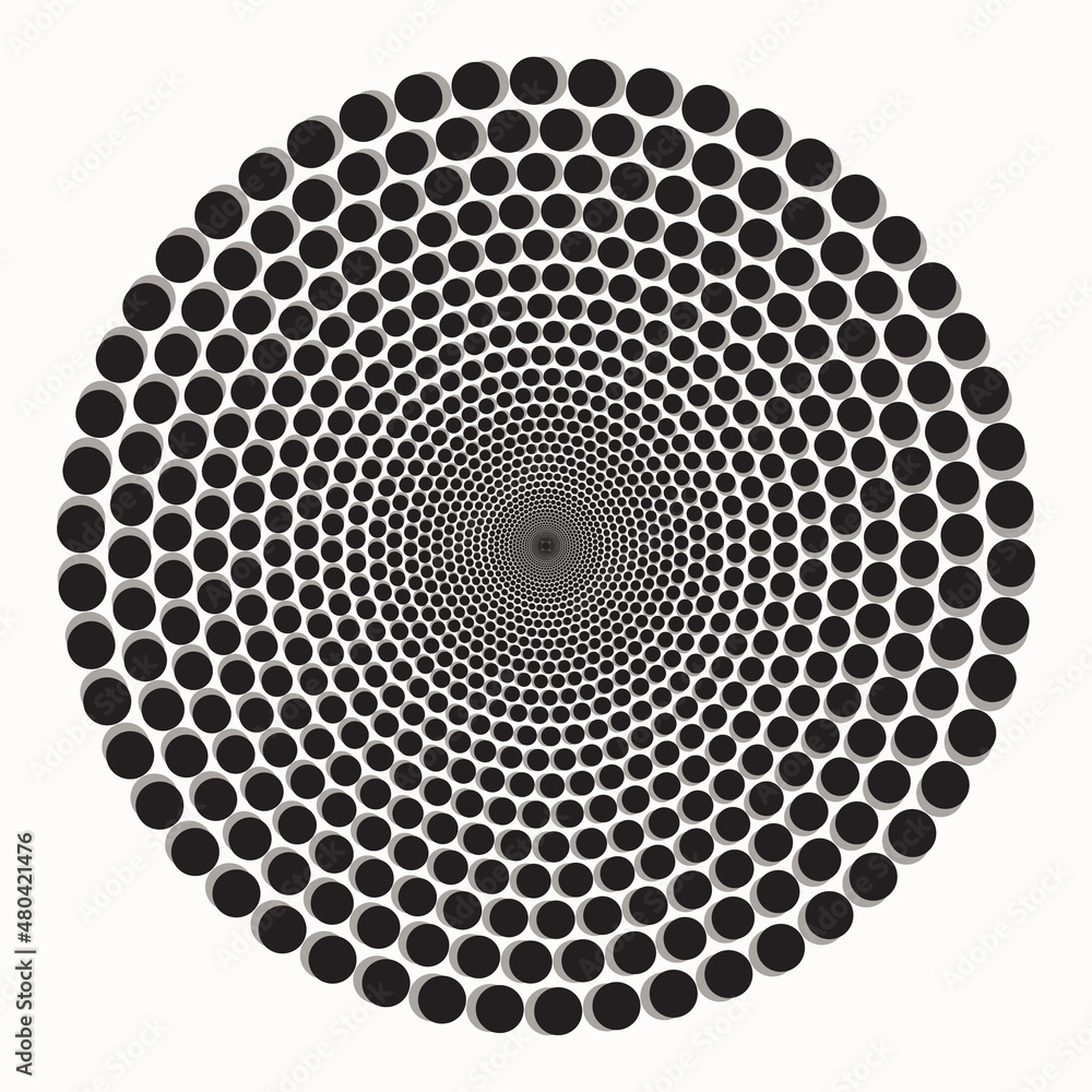 Poster Abstract vector background. Halftone dots in circle form. Optical illusion effect.