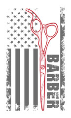 Barber Scissors American Flag USA. 