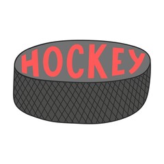 Hockey puck with lettering vector illustration