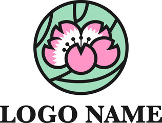 Japanese Sakura logo, this can be suited for girly, feminine, Asian, Japan, fashion, beauty aspects