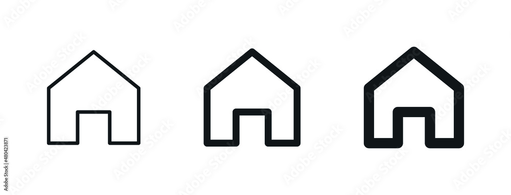 Poster Web home icon for apps and websites, House icon, Home sign in circle or Main page icon in filled, thin line, outline and stroke style for apps and website	
