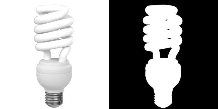 3D rendering illustration of an energy saving fluorescent light bulb lamp