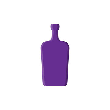 Liquor bottle. Alcoholic drink for parties and celebrations. Simple shape isolated with shadow and light. Colored illustration on white background. Flat design style for any purposes