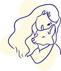 design vector oneline drawing people and dog