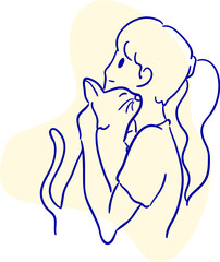 design vector oneline drawing people and dog