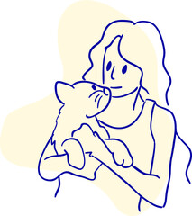 design vector oneline drawing people and dog