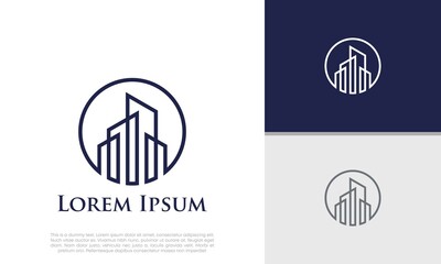 Real Estate Logo. Luxury Logo. Construction Architecture Building Logo Design Template Element