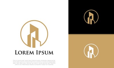 Real Estate Logo. Luxury Logo. Construction Architecture Building Logo Design Template Element