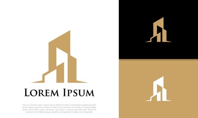 Real Estate Logo. Luxury Logo. Construction Architecture Building Logo Design Template Element