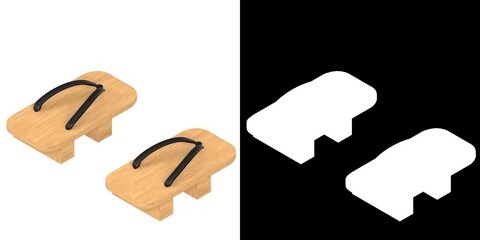 Fototapeta premium 3D rendering illustration of a geta japanese shoes