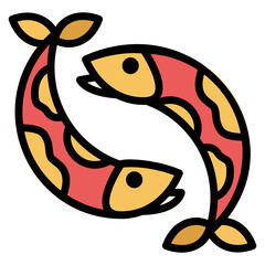 Fish Carps filled line color icon