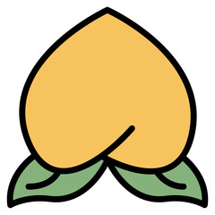 Plum fruit filled line color icon