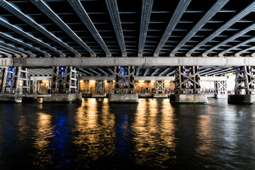 Underneath a viaduct next to to the Amsterdam Central Trainstation