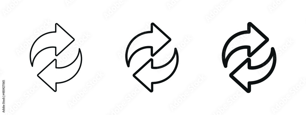 Poster refresh icon with two arrow spin recycle symbol, reload update icons or exchange transfer arrows