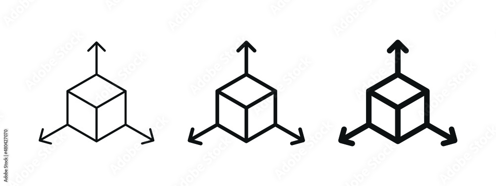 Aufkleber Cube icon with arrows, Augmented reality. cube symbol, 3D Cube line icon, Abstract Cube Hexagon Logo with arrow for website design and mobile, app development	
