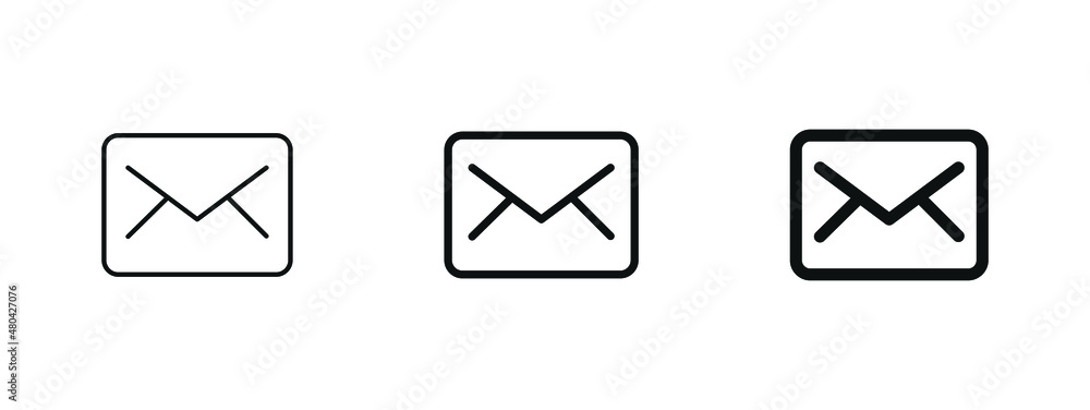 Wall mural mail envelope icon, message icon, email symbol in filled, thin line, outline and stroke style for ap