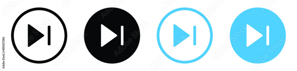Poster video next icon previous symbol, skip track icon for media player control buttons