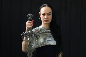 medieval woman knight with sword