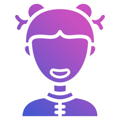 Chinese Girl flat gradient icon