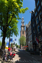 Obraz premium View at the Westerkerk in the historical city center of Amsterdam
