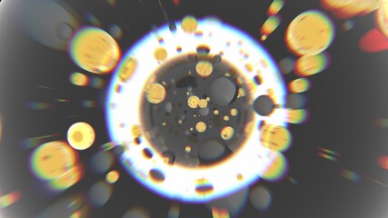 pattern background wallpaper abstract gold and black spheres glass focus 3d render