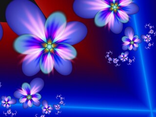 Obraz na płótnie Canvas Blue fractal illustration background with flower. Creative element for design.Original digital artwork with place for text...Creative work.