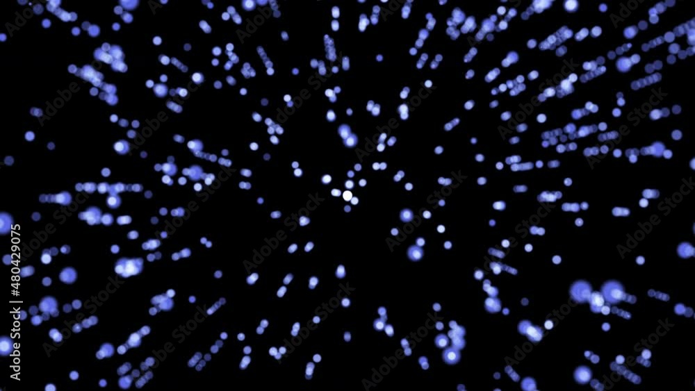 Poster abstract motion background shining with blue particles in the rays of the moonlight. 3d. 4k. isolate