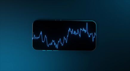 Currency growth chart online. Phone with a schedule. Financial concept. 3d rendering.