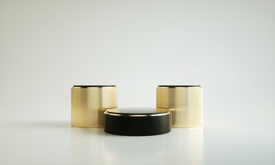 Podium, pedestal or platform, background for the presentation of cosmetic products. 3d podium. Place for ads. 3D rendering. Product presentation blank podium.