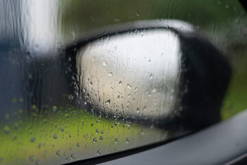 water drops on car window