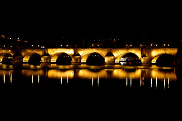 Fototapeta na wymiar Karluv most - Charles bridge in Prague, Czech Republic at night