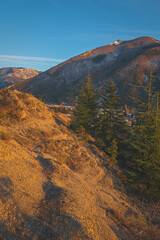 A vertical shot of a challenging hiking path full of stones in the French Alps