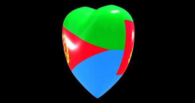 Flag of Eritrea on turning Heart 3D Loop Animation with Alpha Channel 4K UHD 60FPS